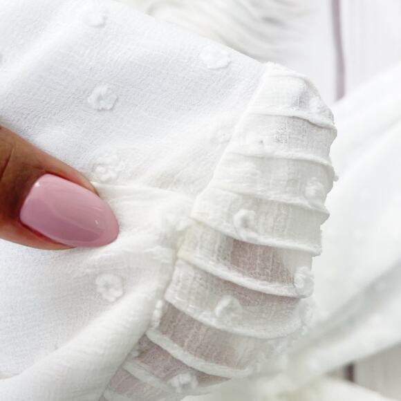 Bardot Women's Mae Lace V-neckline Voluminous Sleeves Dress in‎ White Size 6 - Picture 7 of 7